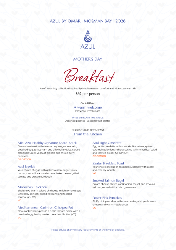 Mother's Day Breakfast Menu